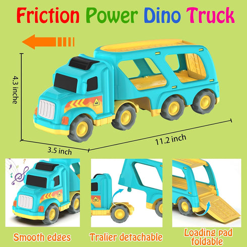 Toddler Car Toys for 3-5 Years Old, 4 Pack Small Pull Back Construction Vehicles, Christmas Birthday Gifts for Kids