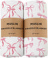 REZIPO 2 Pack Pink Bow Muslin Swaddle Blankets 70% Bambo 30% Cotton Breathable