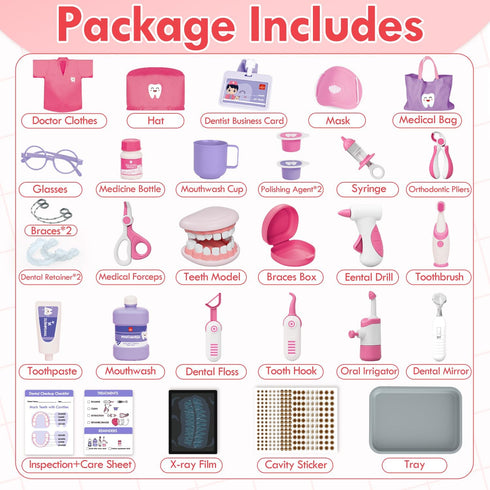 3-5 Set, 3 4+ Playset, 3 4 5 Lehoo Castle Doctor Kit for Toddlers Girls, Kids Dentist Play Toys for Year Old Girls