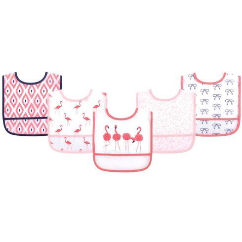 Yoga Sprout Waterproof Bibs, 5 Pack, Flamingo