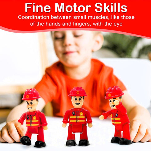 FUNERICA Toy Fireman Action Figures for Kids, Firefighter Figurines Community Helpers Toys for Fire Station Playset