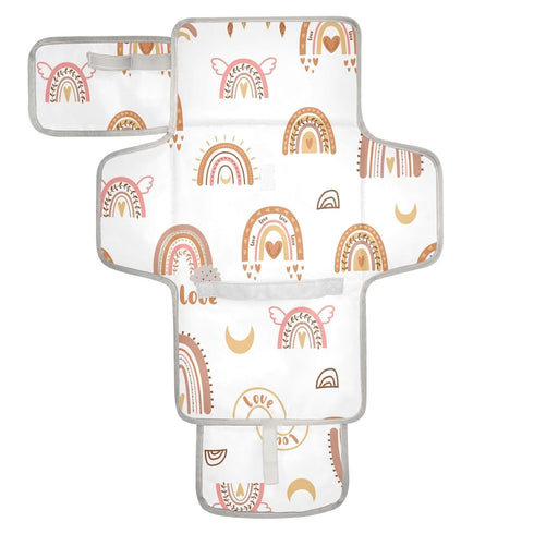 BOESI Boho Rainbow Portable Changing Pad, Baby Changing Pad, Waterproof Diaper Changing Travel