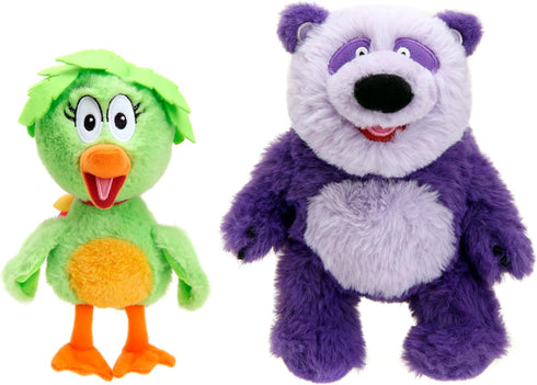 Donkey Hodie 8" Twin Pack Plush Doll, Purple Panda & Duck Duck Toys for Kids