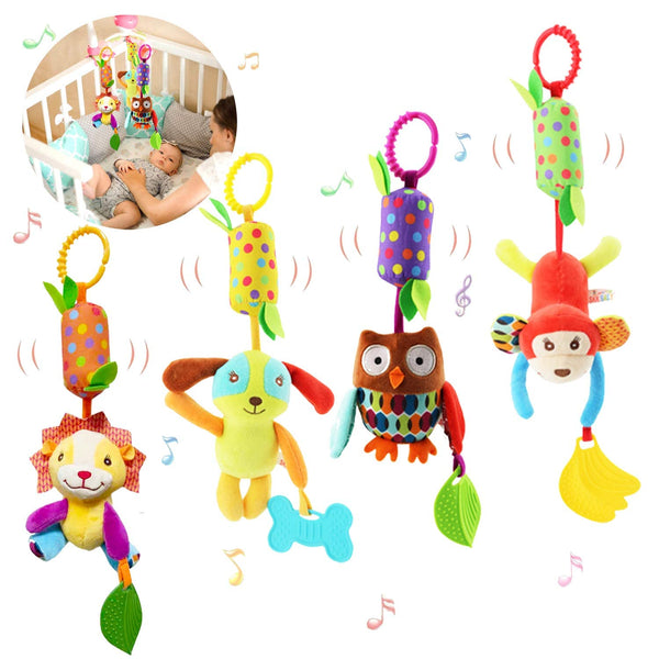 Bloobloomax Baby Soft Hanging Rattle, Car Seat Stroller Toys with Plush Animal