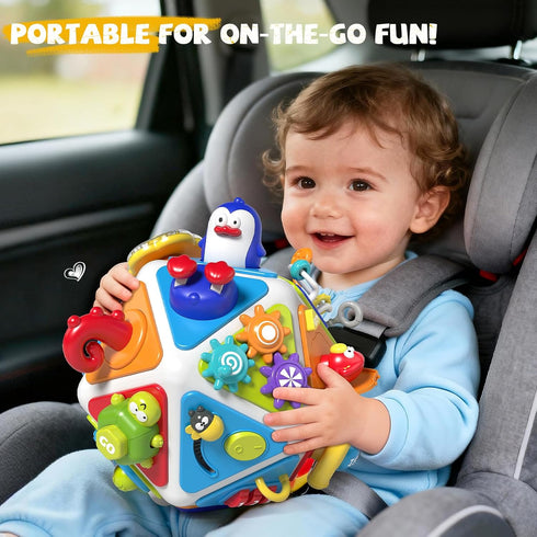 20-in-1 1 2 1-3, 1 2 Vanvimen Toddler Busy Board Activity Cube Toys, Montessori Toy for Year Old Boys Girls Kids, Early