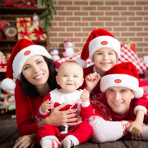 2 Janmercy Pcs Singing and Dancing Christmas Hat Electric Swing Moving Santa Cap Plush Red Musical Funny Xmas Toy Hat