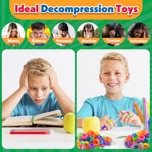 50 Pack Fidget Rings Sensory Toys for Kids: Textured Sensory Rings - Bulk Fidgets for Classroom Prizes - Quiet Fidget