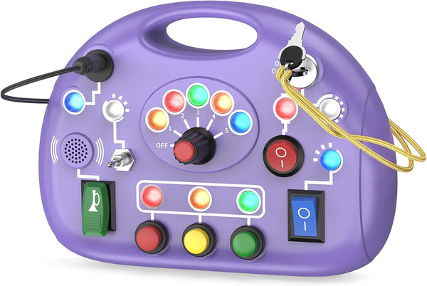 Toddler Baby Busy Board with LED Light, Montessori Sensory Board for 1+ Year Old, Travel Toys for Preschool Learning