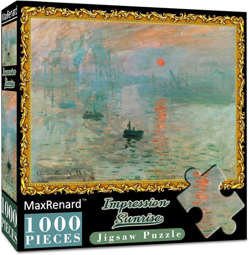 MaxRenard 1000 Pieces Jigsaw Puzzle, Fine Art Collection Toy Monet Sunrise Impression
