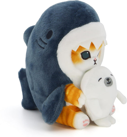 Kawaii Shark Cat Plush Toy, Soft Stuffed Animal Doll for Boys & Girls, 20cm/7.8in