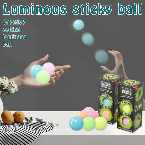 Yidayes 3pcs 2.4in (3pcs-B) Lumi Balls,Dream Balls,Glow in The Dark Sticky Ball that Stick to The Ceiling,Elevated