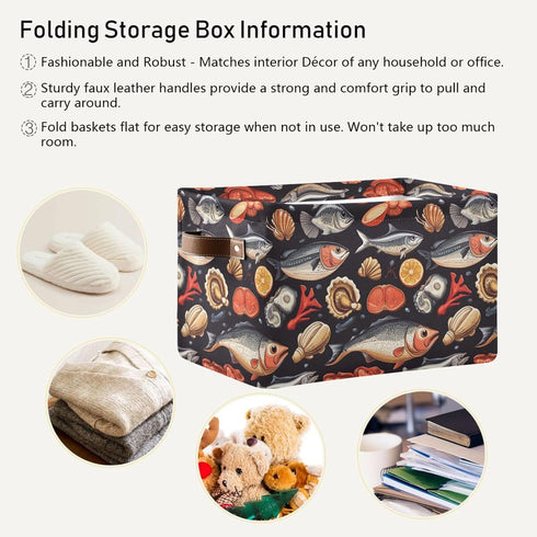 CWUPZAY 1 Pack Tuna Sardine Storage Basket Canvas Fabric Collapsible Storage Bins Box Organizer Waterproof for Home