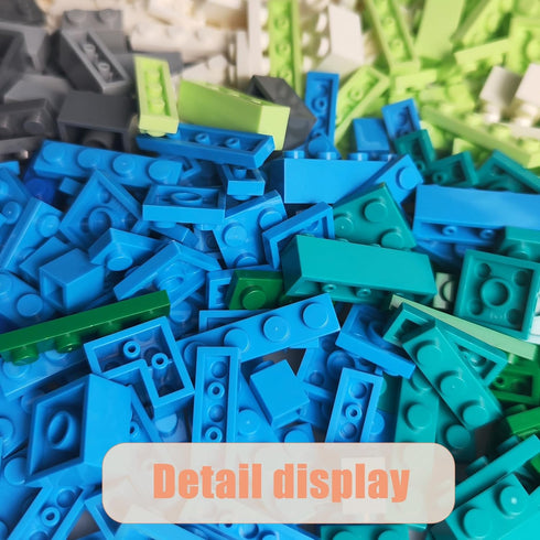 1000 Pieces Classic Building Bricks, 3 Stackable Base Plates 6.3" x 6.3" in Blue, Gray, and Green, Compatible with