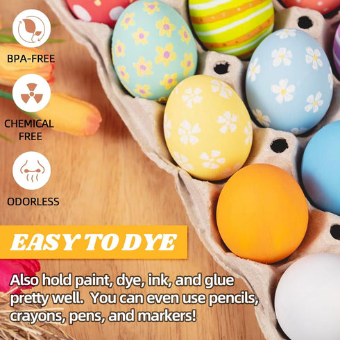 24 CALPALMY Pieces Wooden Eggs - Life-Size, Reusable Fake Easter Eggs for Painting, Decorating, Crafting, Pretend Play
