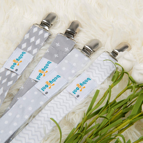 Babygoal Baby Pacifier Clips with Case, 4 Pack Holder for All Pacifier Styles, Baby Gift 4MP07-HZ