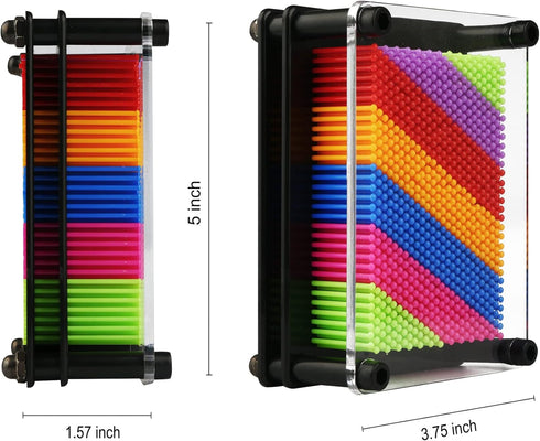 LXS 3D Pin Art Board Toy, Colorful Plastic Board Size (3.75 x 5 inches), Classic Pin Impression Art Toy for Kids