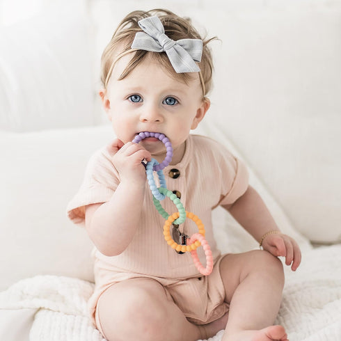 Ryan & Rose Cutie Clinks Attachable Chew Toy Teether for Babies (Mosaic)