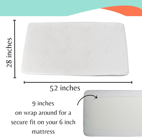 28x52 inches (2 Pack) Bamboo Rayon Baby Crib Mattress Protector - Waterproof Breathable Cooling Fitted Mattress Cover