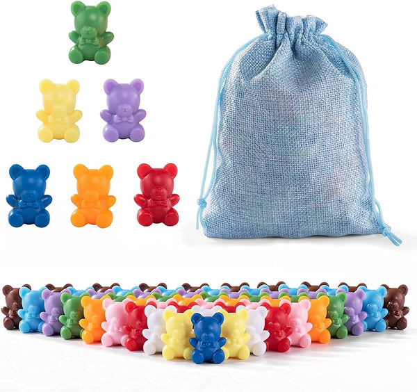 XINHUIDALSQ Rainbow Counting Bears Set of 60 - 6 Colors Sorting Teddy Plastic Bears for Toddlers, 1 Inch Counters Ages