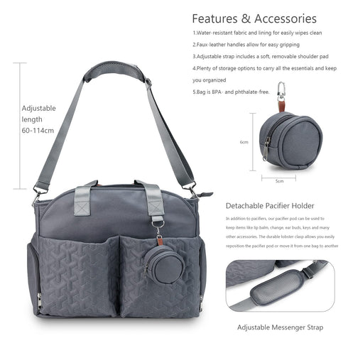 S1,S2 Breast Pump Bag - Baby Diaper Tote Bag with Laptop Sleeve and Insulation Pocket, Fit Most Breast Pumps Like
