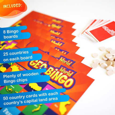 GeoToys GeoBingo - World Bingo for Kids - Geography Game for Home, School, or Camp