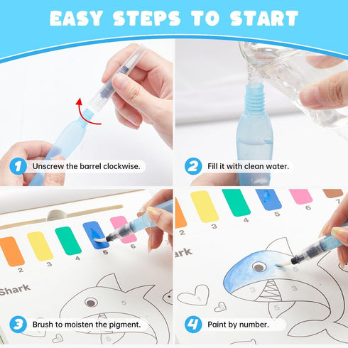 Pack 4, 100 Set 3-5, 4-8, Shuttle Art Paint with Water Coloring Book for Kids, of Sheets Watercolor Paint for Kids Ages