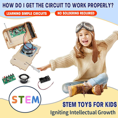 Nautydaddy 8-13, 3D 8-12+ FM Radio Kit, STEM Toys for Ages DIY Wooden Puzzle to Build a Working FM Radio, Educational
