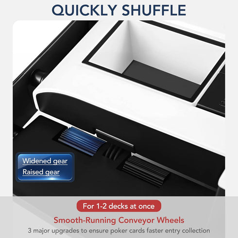 1-2 Richwon Automatic Card Shuffler, Rechargeable Deck Card Dealer Machine, Low Noise Electric Casino Shuffler for UNO