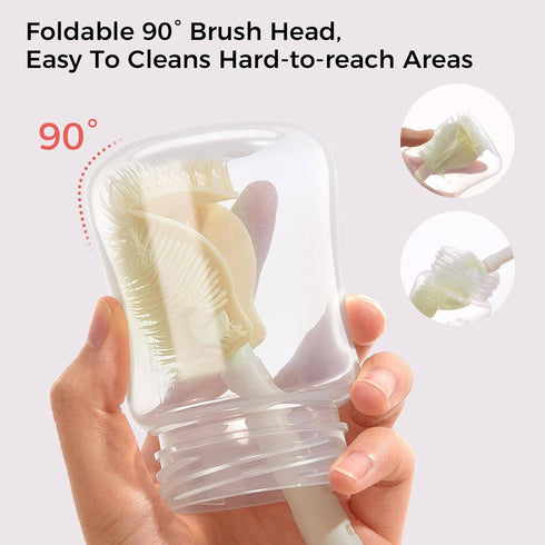 ihaveababy Set Portable Bottle Brush - Baby Travel Bottle Cleaner Kit with Silicone Brush, Nipple Brush, Straw Brush