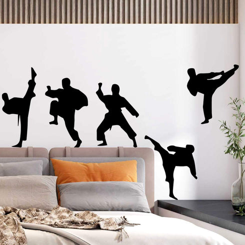 Amaonm Creative Vinyl Sport Taekwondo Wall Decor, Player Silhouette Decals, Removable DIY Stickers, 17"x51"