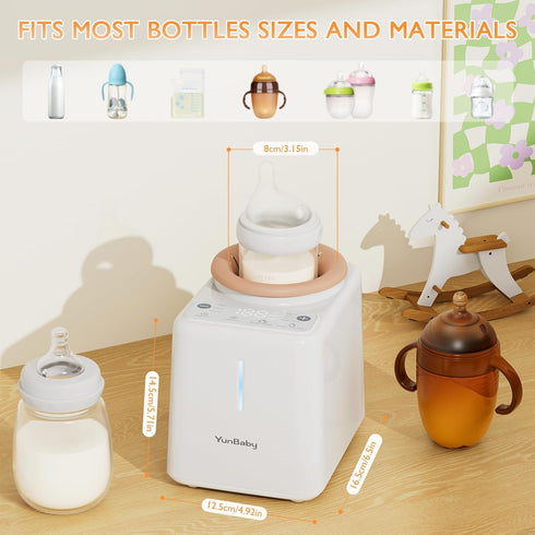 Waterless Baby Bottle Shaker and Warmer, Fast Heating & Automatic Mixing for Formula, Adjustable Temperature, Quiet