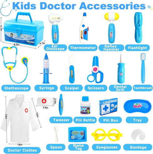 3-5 2 3 4 5 Set 2 3 4 5 6 Fajiabao Doctor Kit for Toddlers Dress Up Toys for Year Old Girls Pretend Play Kids Doctor