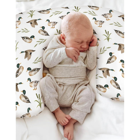 Mallard Duck Hunting Baby Nursing Pillow Covers for Boy Girl Wild Ducks Leaves Nursing Pillowcase for Breastfeeding