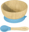 Abiie Octopod Bamboo Baby Bowl Set - Mess-Free High Chair Suction Bowl with Spoon for Toddlers, Blue
