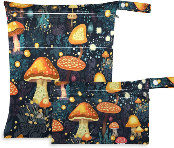 GOODOLD Mushrooms Forest Wet Dry Bag for Baby Cloth Diaper Waterproof Reusable Travel