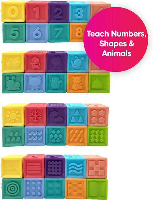 Edushape Mix & Match Textured Blocks, Set of 10 Stacking Blocks for Sensory Play and Child Development