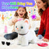 Marsjoy Set White Leash Walking Cat Singing That Purrs and Meows Animated Plush Robot Kitten Pet Moving Plush Realistic