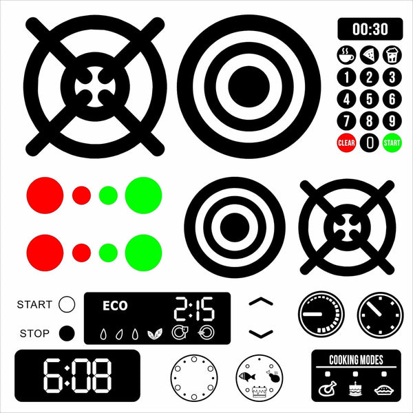 Play Kitchen Microwave Vinyl Decals Waterproof DIY Replacement Stickers Stove Oven Decals