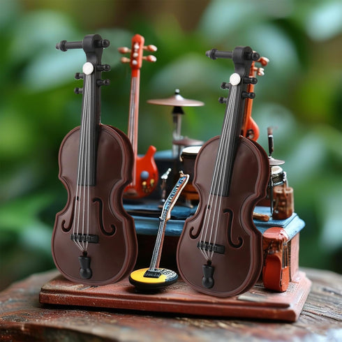 3.26 Inch Worlds Smallest Violin Toy, Miniature Violin for Dollhouse Accessories, Tiny Desk Decor and Christmas