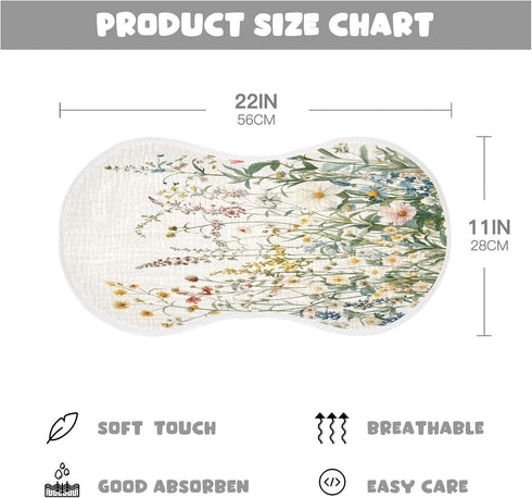 YETTASBIN Herbal Wildflower Muslin Baby Burp Cloth, Super Soft Absorbent Cotton Burp Rag Baby Bibs Feeding Cloth