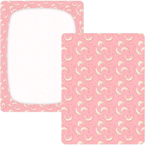 miaozhen 1 Pack 52x28 Cotton Baby Crib Sheets for Boys Girls Soft Comfy Moon Vintage Valentines Playard Mattress Sheets