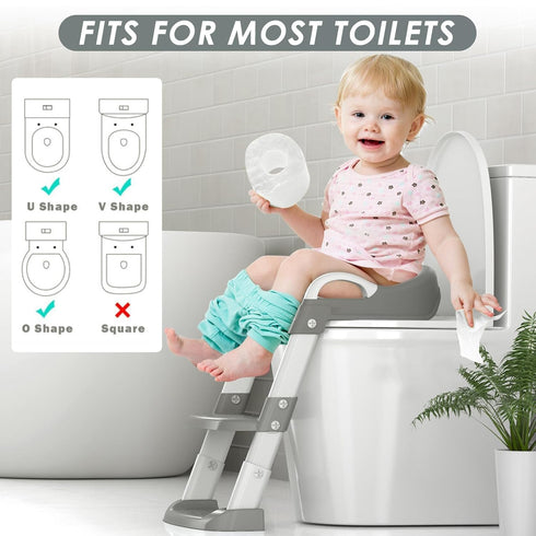 Zieyeen Potty Training Seat with Step Stool Ladder, Toddler Potty Training Toilet for Boys Kids, Potty Chair Adjustable