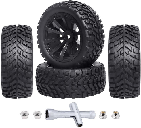 12mm Hex Wheels and Rubber Tires for RC 1/10 On-Road Touring Car, Set of 4