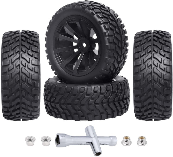 12mm Hex Wheels and Rubber Tires for RC 1/10 On-Road Touring Car, Set of 4