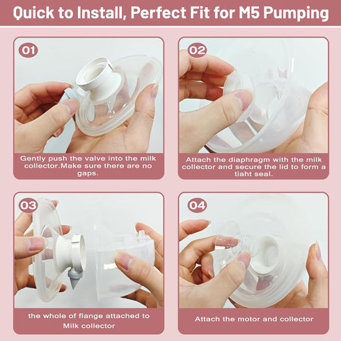Wevedk 4 Pack M5 2ps 2pcs Momcozy M5 Momcozy Pump Parts, Red Duckbill Valves and Silicone Diaphragm Compatible