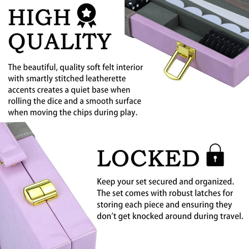 Backgammon Sets 15 inch Backgammon Sets Backgammon Set for Adults, Purple Classic Board Game with Premium Leather Case
