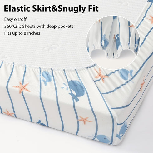 3 Pack 52x28 Baby Crib Sheets for Boys and Girls, Toddler Bed Sheets for Standard Toddler Mattresses, Soft Microfiber
