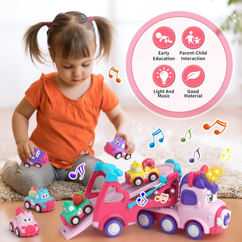 7 1 1 2 3 1-3, 1 2 3 newcrave in Carrier Truck Toys for Year Old Girl, Toddler Girl Toys Age Car Toys Truck with Light
