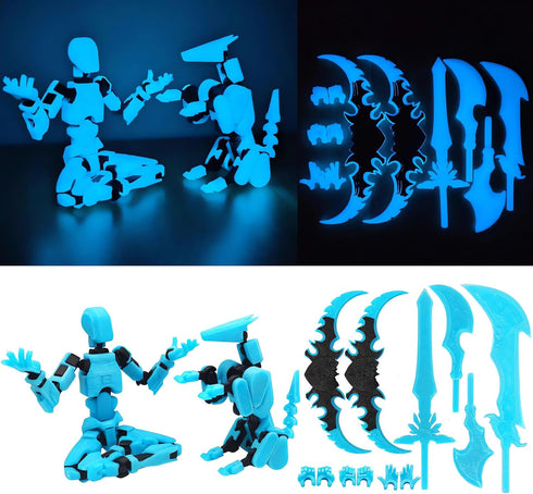 masijssa 13 T13 3D Set Dummy 13 Titan Action Figures (Grow in The Dark Blue) Action Figure Already Assembled Robot Nova