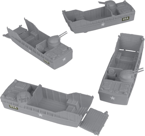 BMC Classic Marx Landing Craft - 4pc Gray Plastic Army Men Boat Vehicles